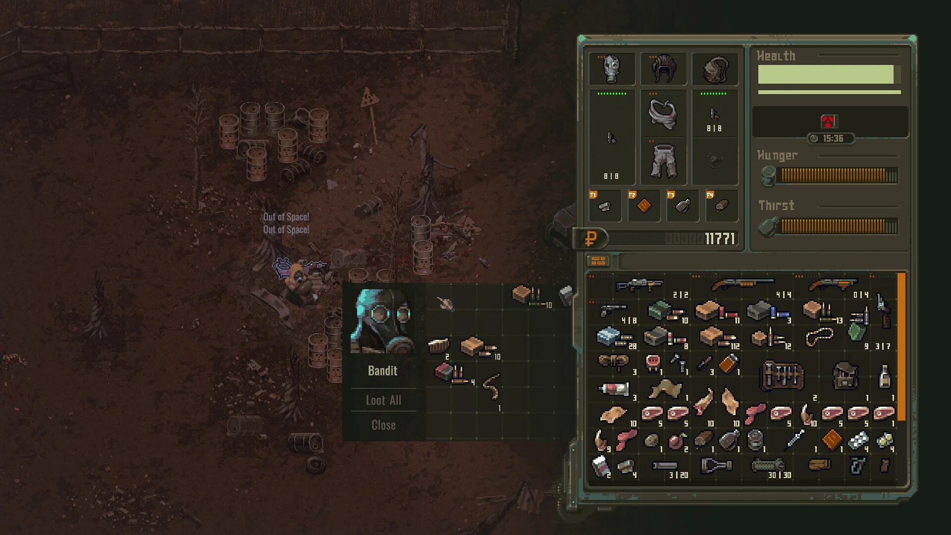 An underground corridor where a fallen scavenger left supplies